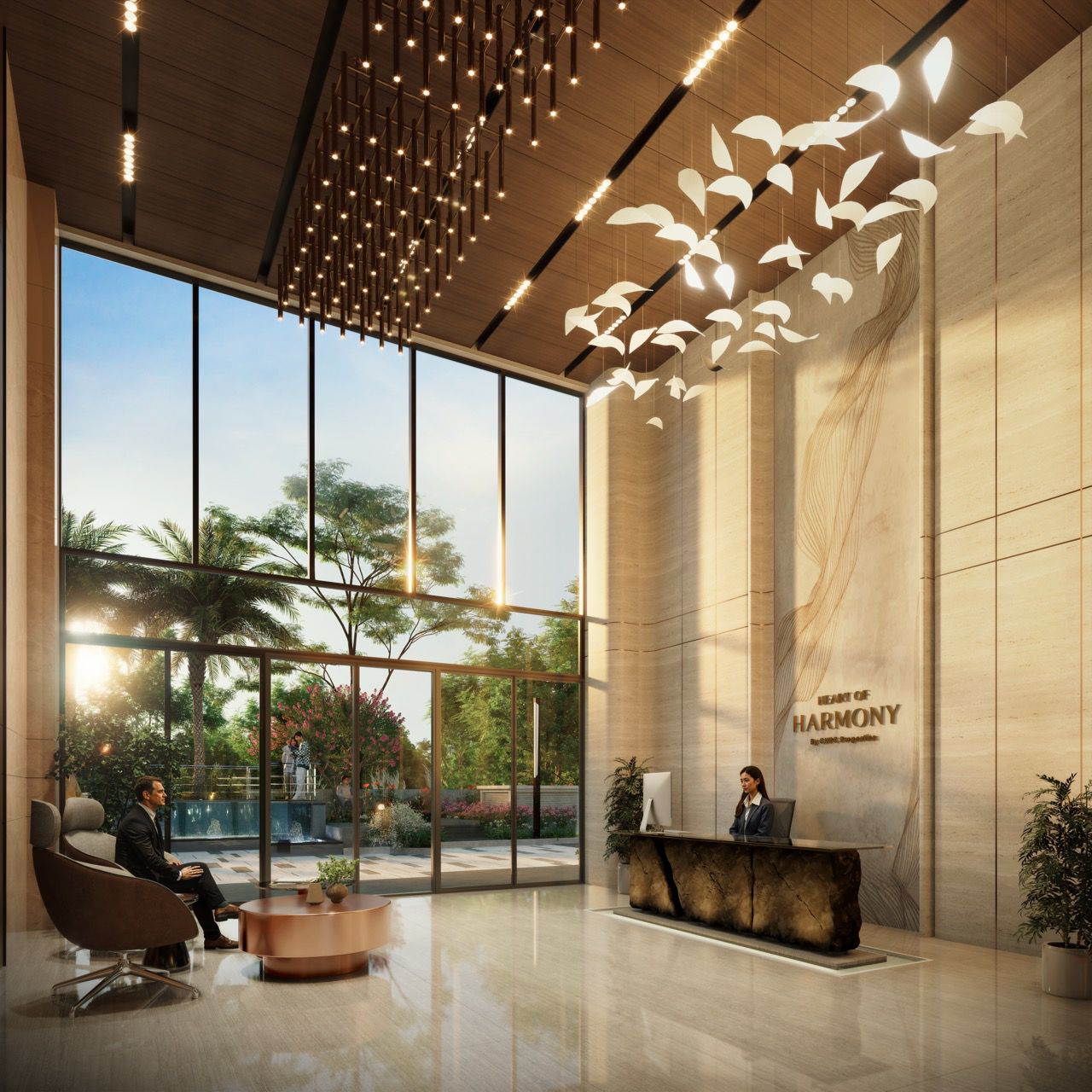 Grand Double-Height Lobby — Heart of Harmony