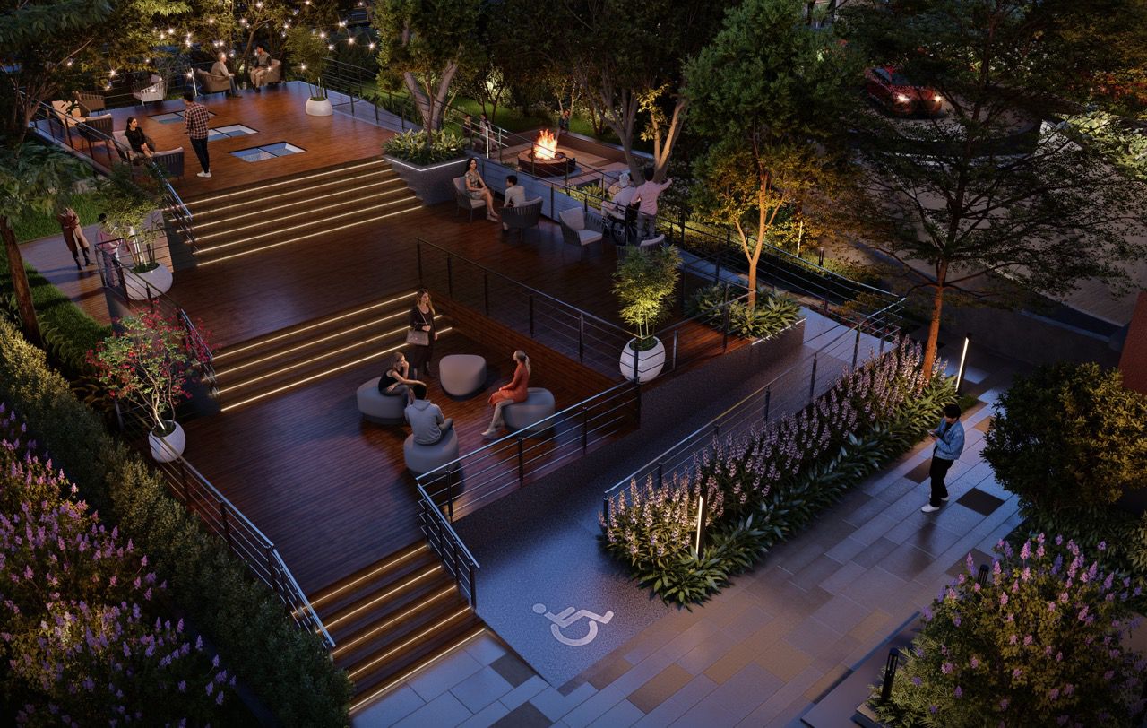Seating plaza and sundowner firepit